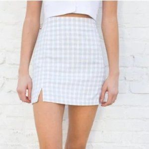 Brandy Melville John Gault Cara Mini Skirt in Blue and White Plaid Check